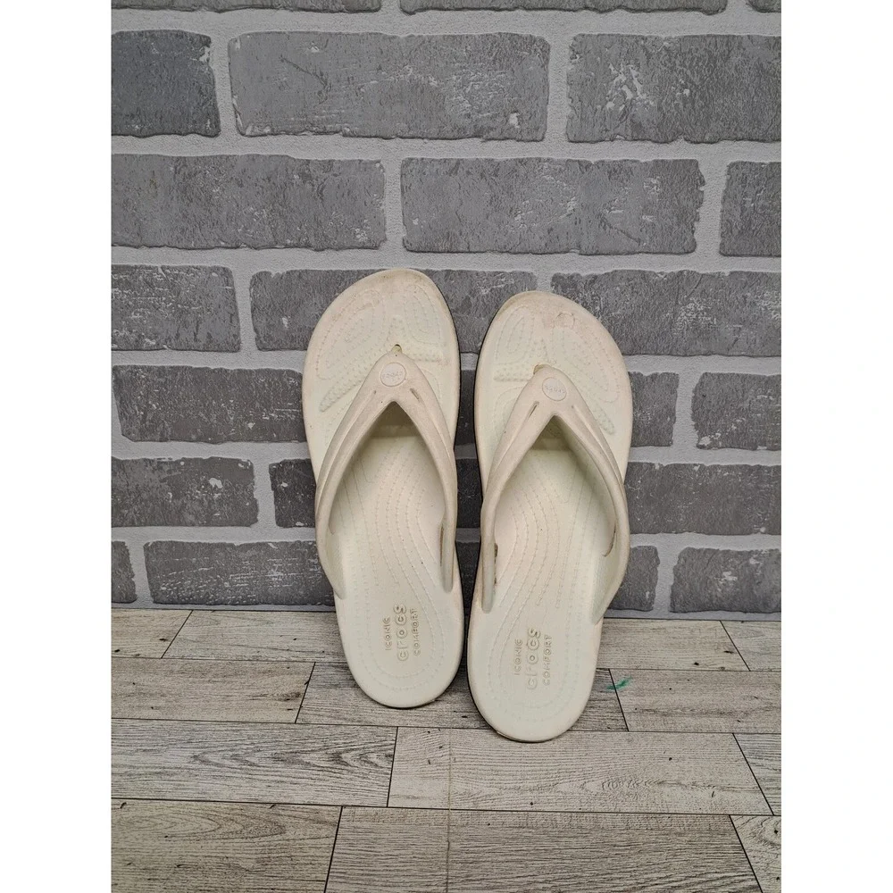 Crocs Crocband Flip Flops‎ Sandals Outdoor Women's White Size 9